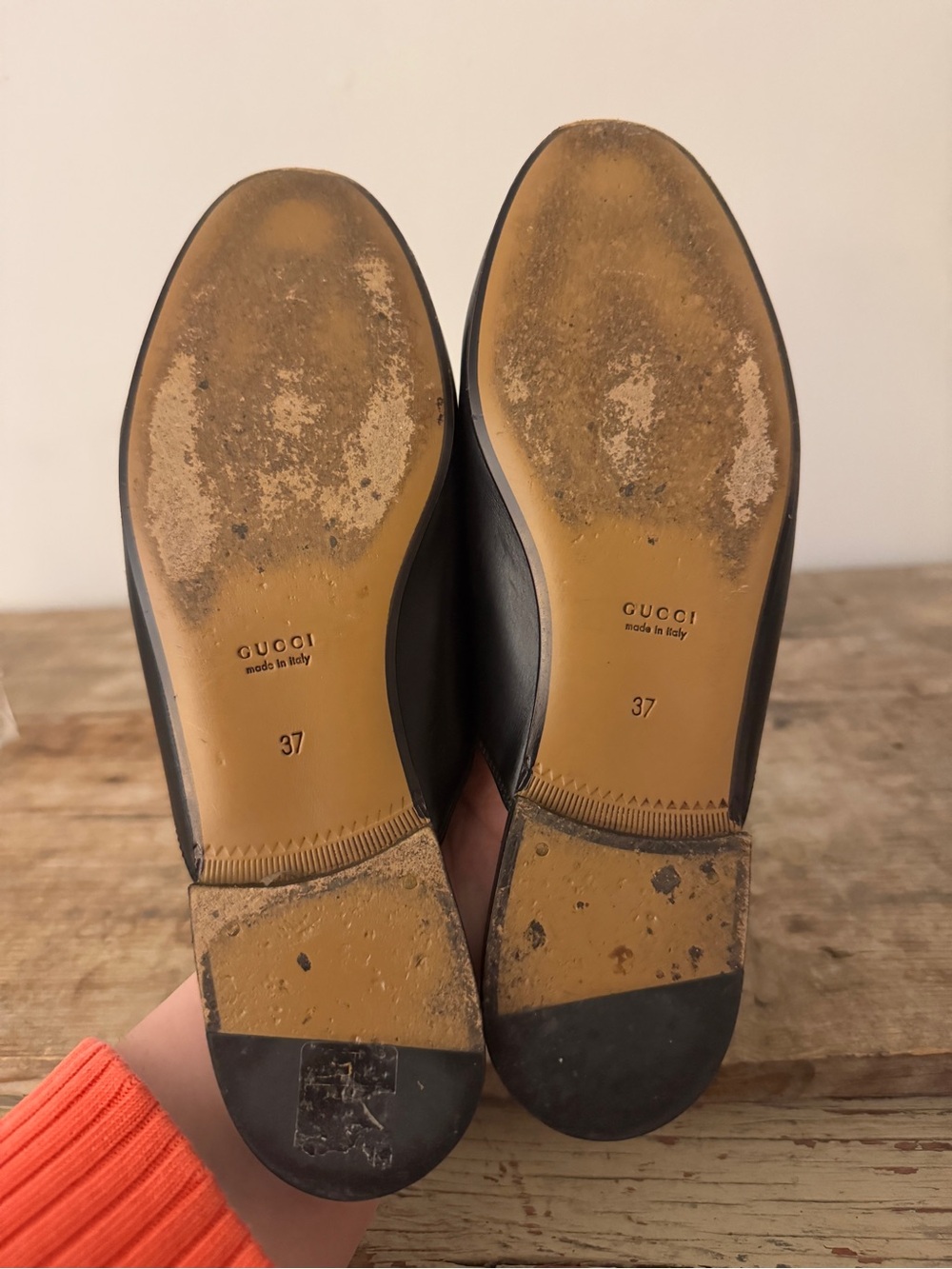 Gucci 37 Provincetown Black Leather Slide Loafer Mule Horsebit Shoes Flats - Picture 10 of 16